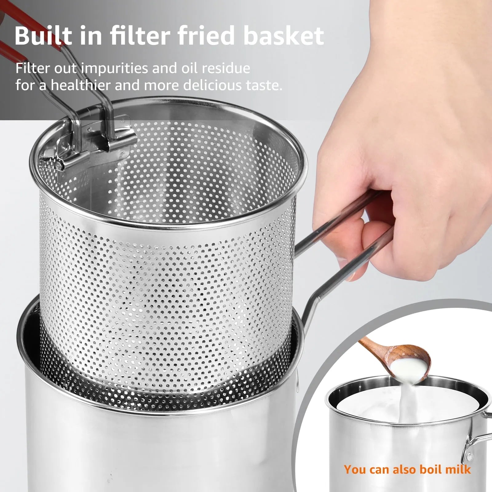 Deep Fryer with Strainer Basket – Durable, Portable, and Perfect for Outdoor Cooking