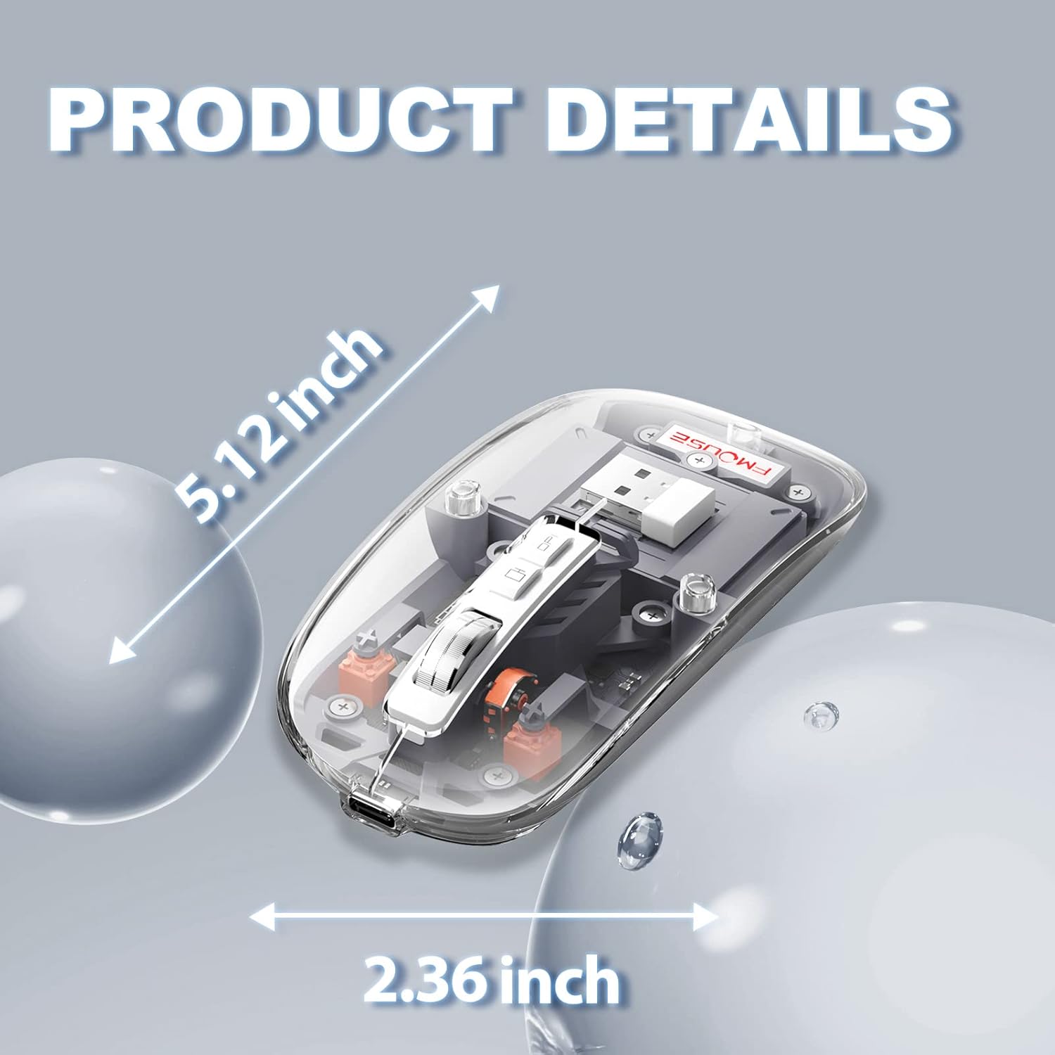 Transparent Wireless Bluetooth Dual-Mode Rechargeable Mouse