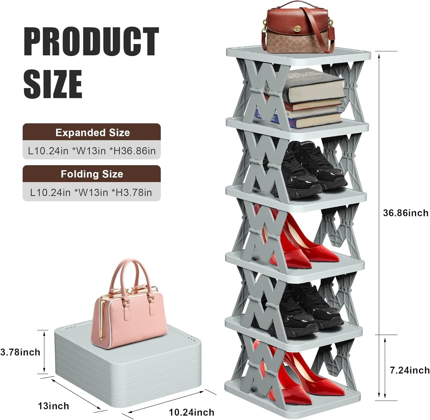 5-Tier Adjustable Collapsible Shoe Rack – Space-Saving and Stylish