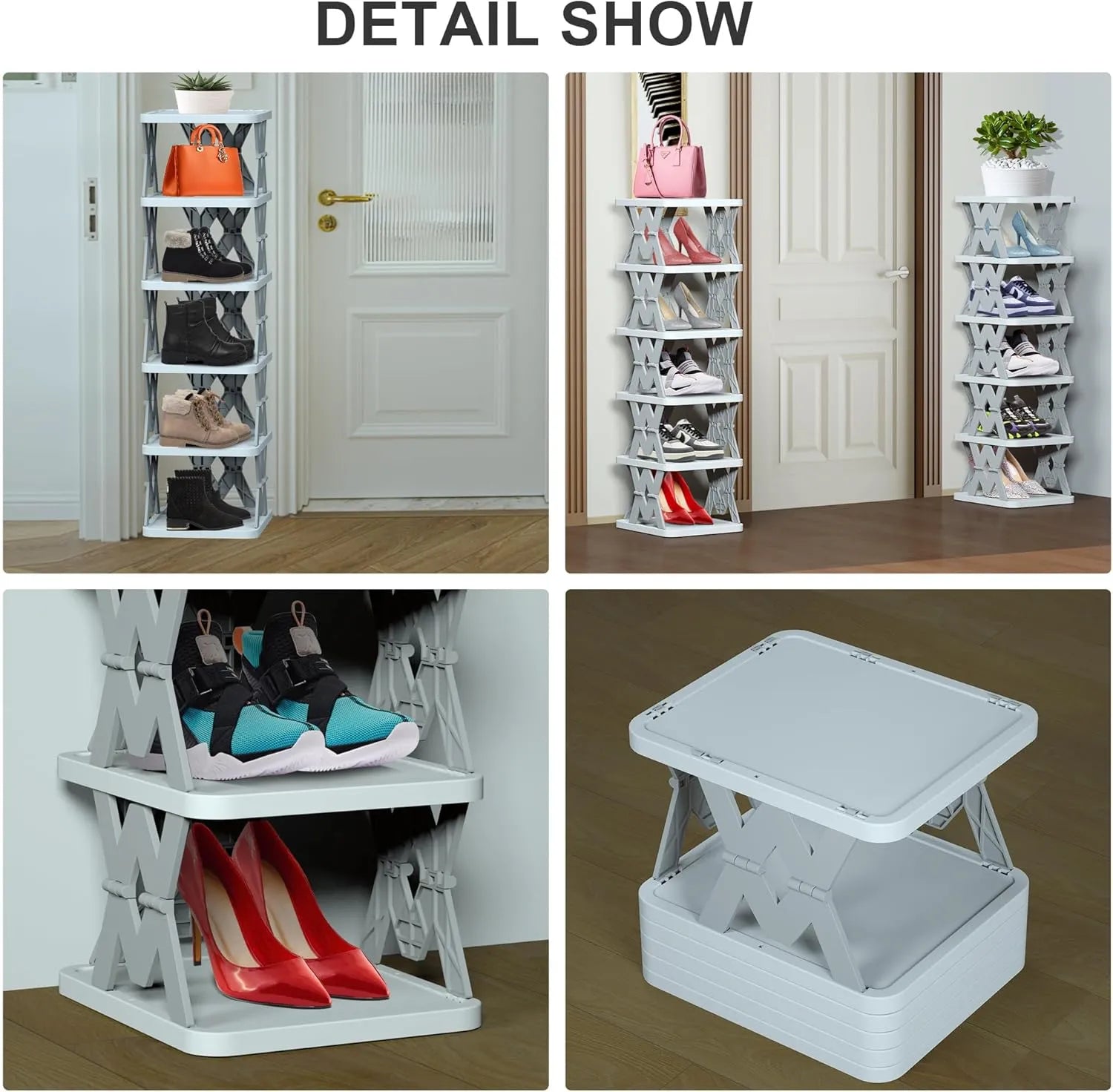 5-Tier Adjustable Collapsible Shoe Rack – Space-Saving and Stylish