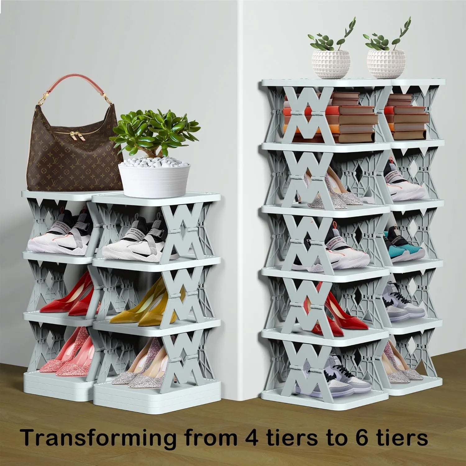 5-Tier Adjustable Collapsible Shoe Rack – Space-Saving and Stylish