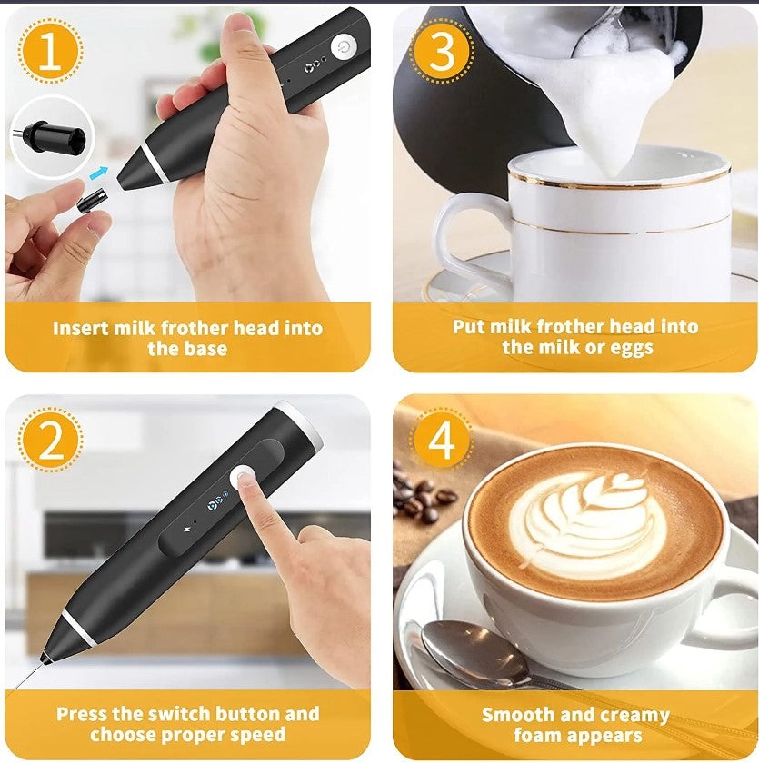 2-in-1 Electric Rechargeable Coffee Beater & Milk Frother