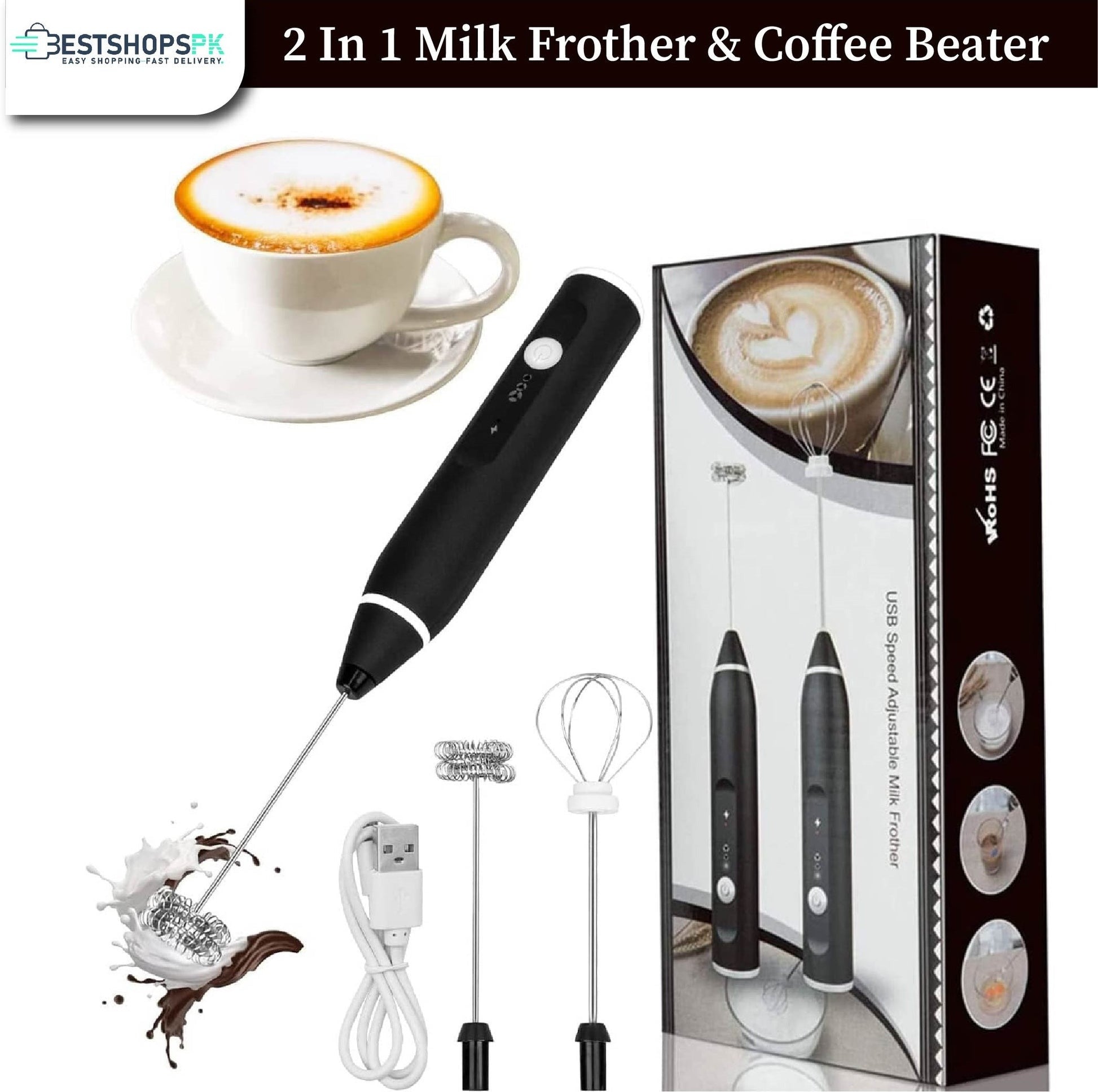 2-in-1 Electric Rechargeable Coffee Beater & Milk Frother